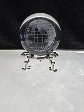 3D Laser-etched World Globe Crystal Ball Decorative Sphere