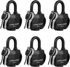 Weatherproof Padlocks for Outdoor Use, 6 Pack Keyed Alike Padlocks w...