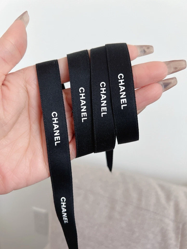 Authenic Chanel Black With White Font Gift Wrap Ribbon 1 Yard (Width 1/2") - Image 4 of 4