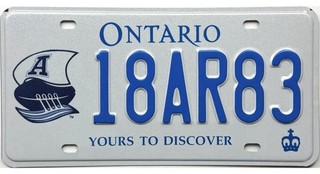 99 CENT SALE Ontario TORONTO ARGONAUTS Football License Plate #18AR83 NR