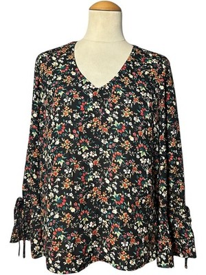 J.Crew Mercantile V-Neck Long Sleeve Top NWT Black Floral Size 2