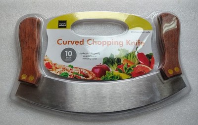 Handy Helpers Curved Chopping Knife 10'' blade wood handle NEW Dishwasher safe