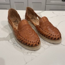 Sandalias Huarache Mexicanas Hechas a Mano de Cuero Artecalza Mujer EE. UU. 10 Floral Repujado