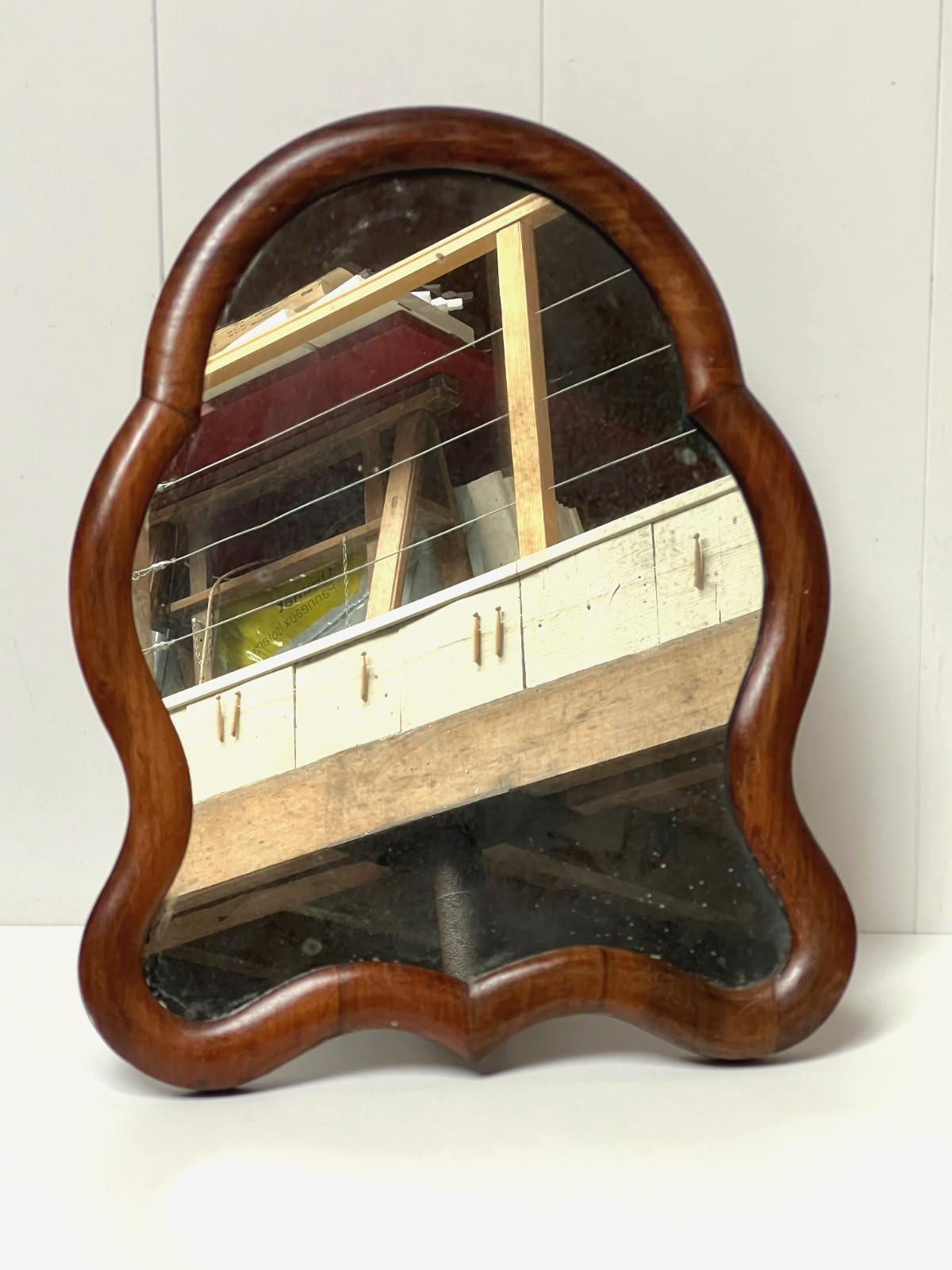 Antique 19th Century Walnut Barber Table Mirror