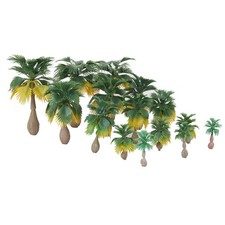 Modelo de palmera de plástico 15 piezas, plantas verdes de selva tropical edificio calibre HO