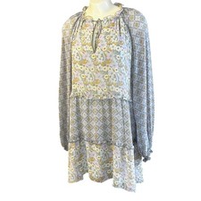 Show Me Your Mumu Birdie Mini Dress Golden Coast Floral Boho Tiered Ruffle XS