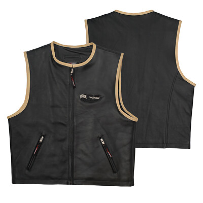 Lederweste Motorrad Custom Chopper Frontreißverschluss Taschen