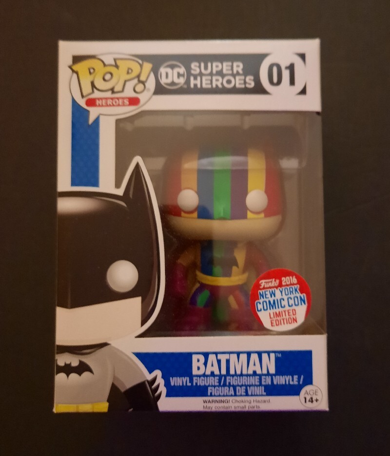 Funko Pop Batman #01 DC Superheroes Rainbow 2016 NYCC Exc Figure w/Pop  Protector