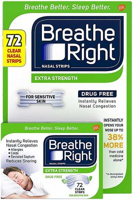 Breathe Right Nasal Strips - Extra Strength - CLEAR - 72 Clear Strips