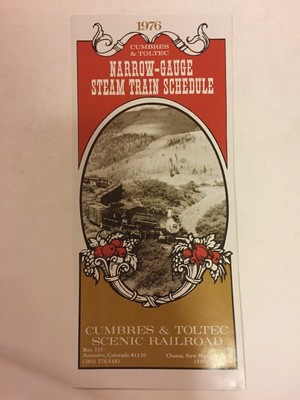 Combres & Toltec Narrow Gauge Steam Train Schedule 1976 Brochure & Map