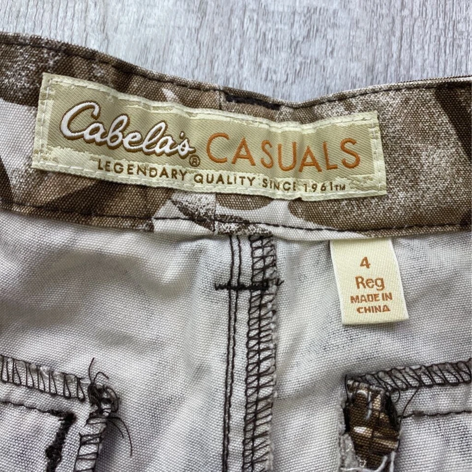 Cabela's Informales Mujer Pantalones Carga Marrón Beige Floral Tiro Medio Bolsillos Algodón 4 Foto 4 de 4