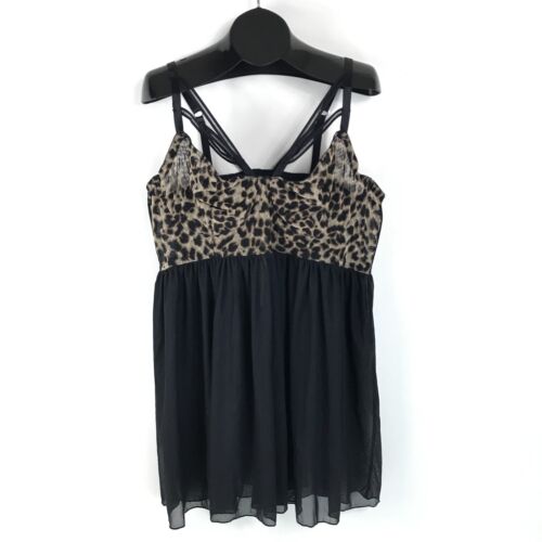 Torrid Strappy Underwire Babydoll Women's Plus Size 4/4X Leopard Black Sheer