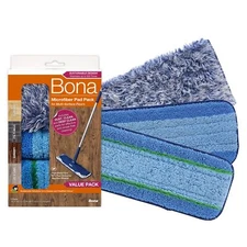 Bona Microfiber Cleaning Pads 3 Pack Value Set for Wood and Hard Surface Floors