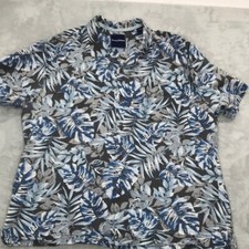 Tommy Bahama Men's Blue  Gray Tropical Silk Shirt Size XL
