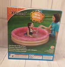 XFlated ~ Icecream 3 Ring Kiddie Baby Inflatable Pool ~  45“ x 10“ ~ Brand New