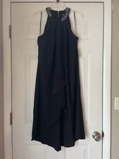 SLNY Women's Halter Neck Evening Dress Size 10 NWT Black