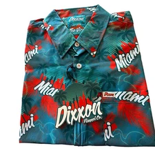 Dixxon Flannel Co The Vice  Shirt Mens XL Blue Flamingo Miami Skyline SS  New