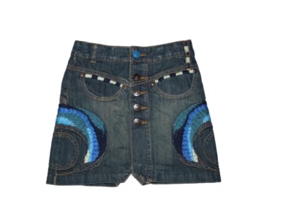 Toddler Girl Oilily Tornado Button Front Adjustable Jean Denim Skirt Size 104 4T