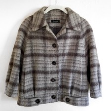 Peserico Wool Mohair Blend Checkered Cropped Coat Made In Italy - 8