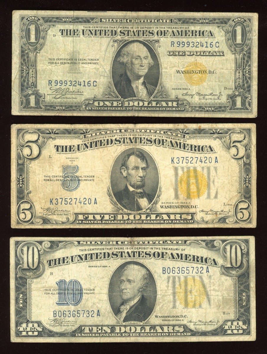 Set of 1934 $1 $5 $10 Yellow Seal North African Emergency Notes | eBay