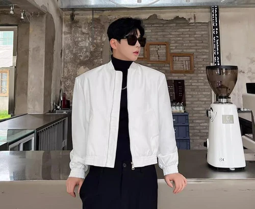 Men's Autumn Stand Collar Long Sleeve Loose Jackets Fashion Casual Short Coats - Picture 3 of 21