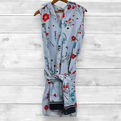 Zara Basic Collections Blue Floral Striped Sleeveless Tunic Dress Small