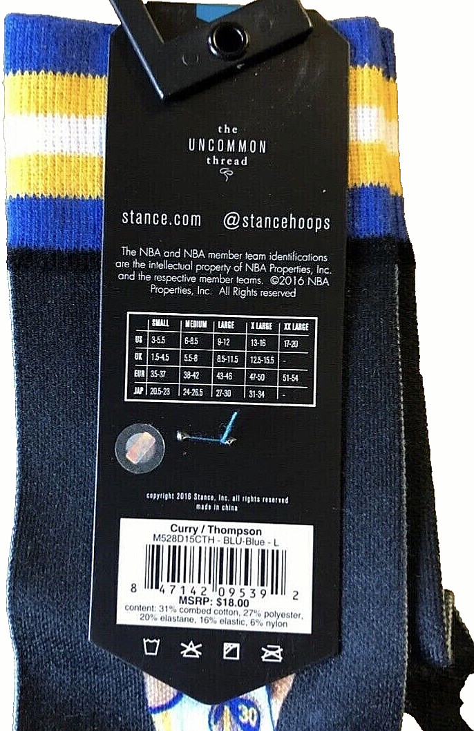 Jordan Flight Club 90's Laney Gray Blue Gold Warriors Men's 12 L Curry Socks Lot