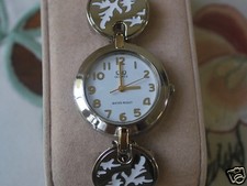 Nice New Q Q by Citizen Silver Tone Lady Dress Watch w/White Leaf Links