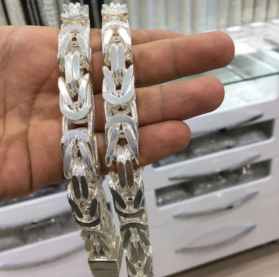 Thick Heavy 925 Sterling Silver King's Chain Necklace Cubic Solid Men's