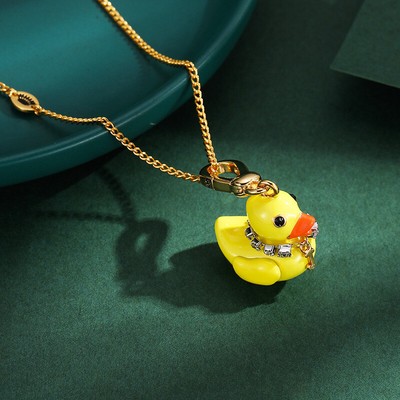 Juicy Couture Cute Duck Necklace Pendant Yellow Crystal Gift