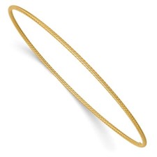 14k Yellow Gold 1.5mm Textured Slip-on Bangle Bracelet for Women 8" 1.99 gram