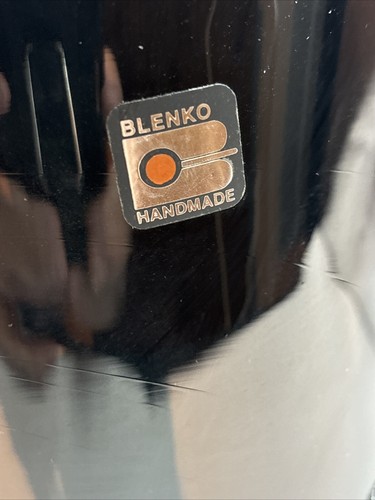 Vintage schöne Blenko schwarz Ebenholz Glas Zylinder Hut Weinkühler Eiskübel Vase - Bild 16 von 17