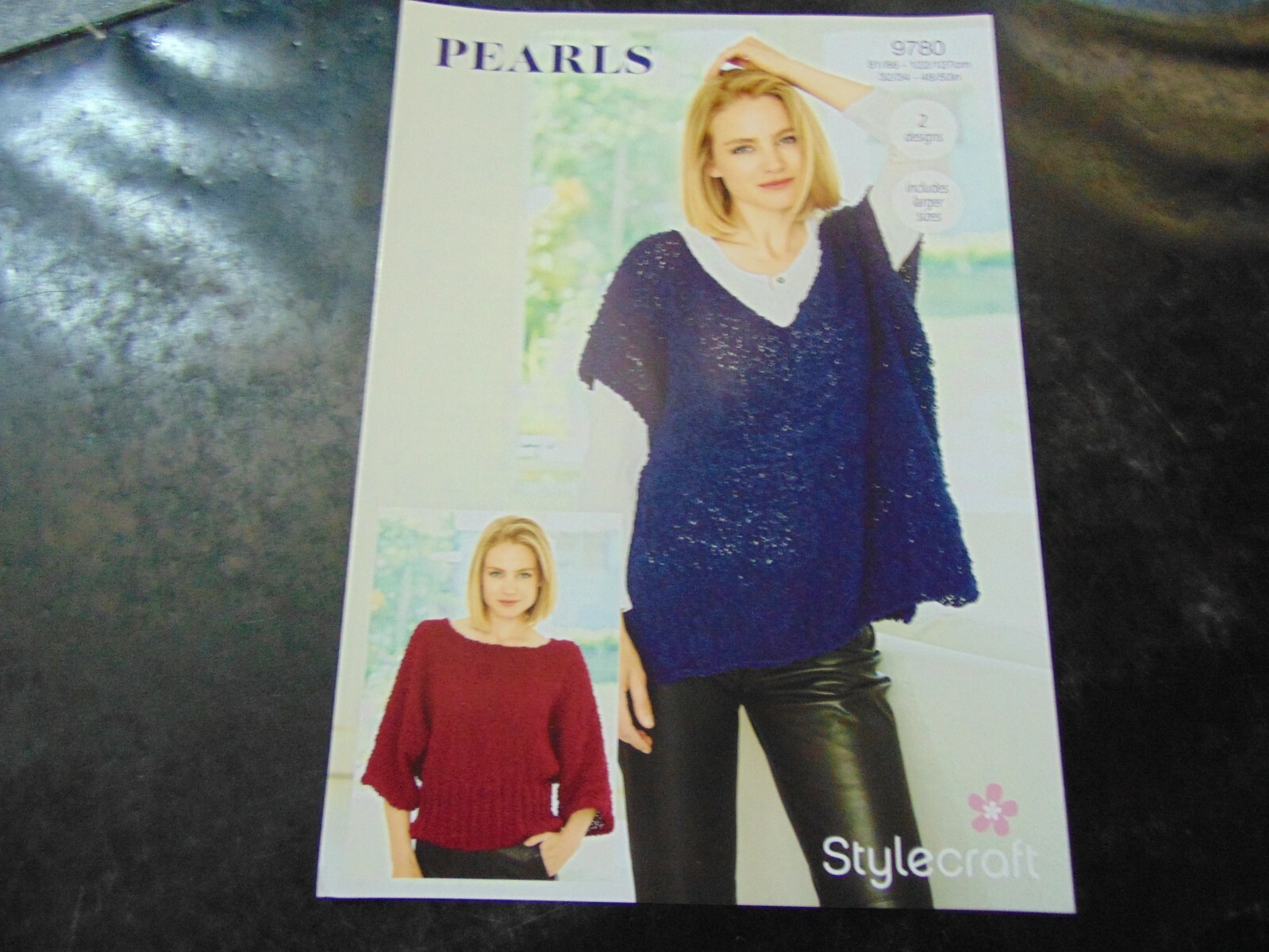 Stylecraft Pearls Knitting Pattern 9780 2 Designs Sweater and Top 32/34 - 48/50