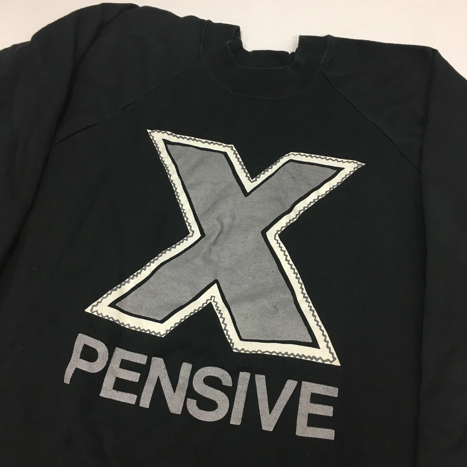 Sudadera De Colección Años 90 Dee Cee EE. UU. Negra RAGLAN Gráfico X PENSIVA 50/50 STREETWEAR Foto 3 de 4