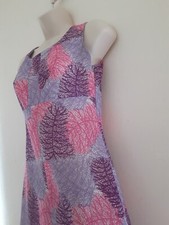 SALE - Vintage 1970s pastel feather-print sleeveless dress / XS, S