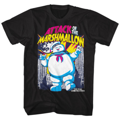 The Real Ghostbusters T-Shirt Attack of the Marshmallow Black Tee