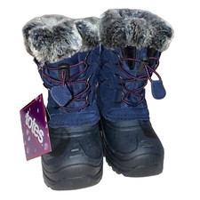 Totes Girls 5M Jenna II Thermolite Faux Fur Blue/Black Outdoor Snow Boots