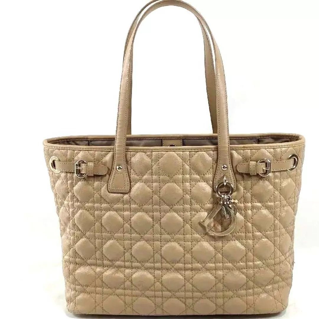 Sac à main Christian Dior Lady dior Panarea Cannage Tote Bag rose beige
