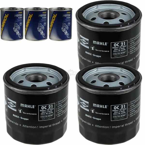 3X Original Mahle / Knecht ÖLfilter OC 21 + 3X SCT Motor Flush MotorspüLung-image
