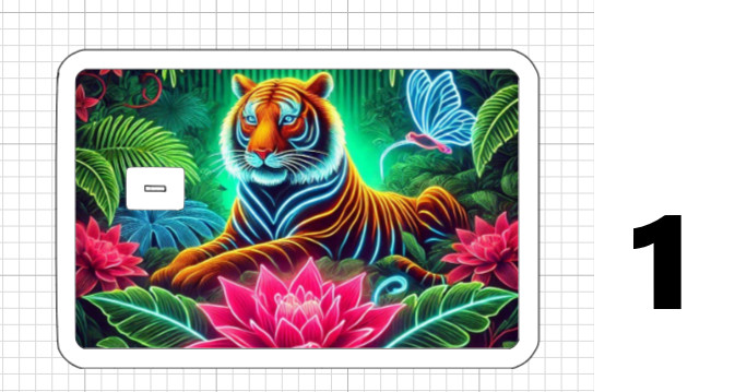 Tigers Credit Debit ATM Card Skin Stickers Cat Neon Jungle Stripes Tiger Flower