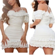NWT Fashion Nova White Night & Day Ruched Mini Dress Size M