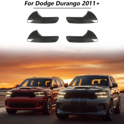 Carbon Fiber Interior Door Handle Trim Cover Accessories For Dodge Durango 2011+
