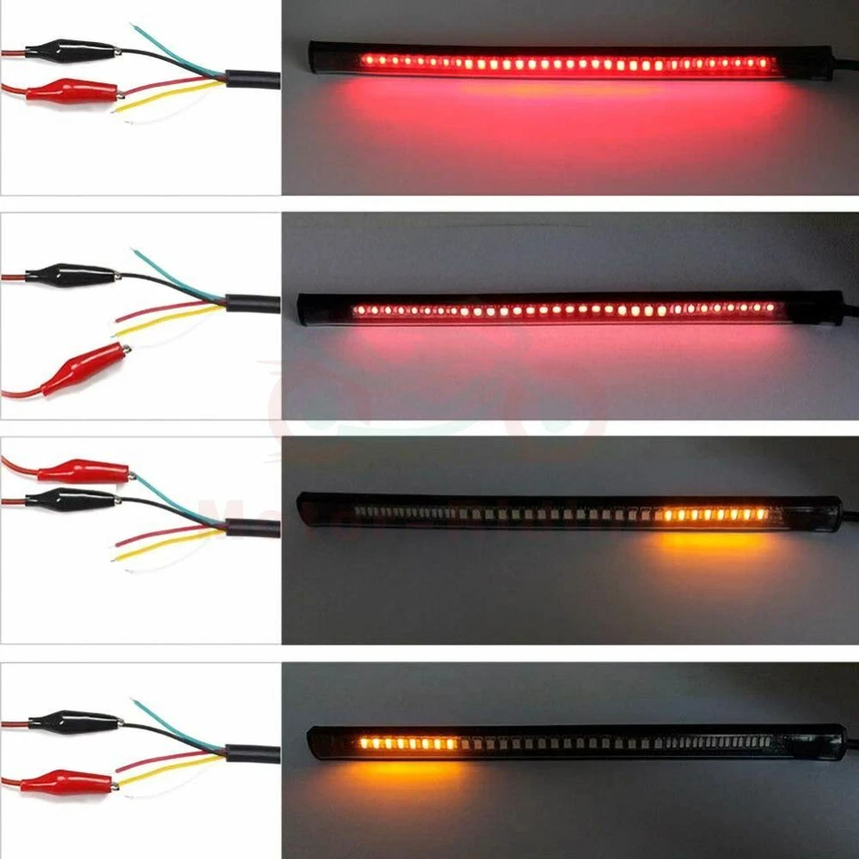 2pcs Rear Flexible 48LED Strip Motorcycle Tail Brake Turn Signal Running Lights - Image 3 of 4