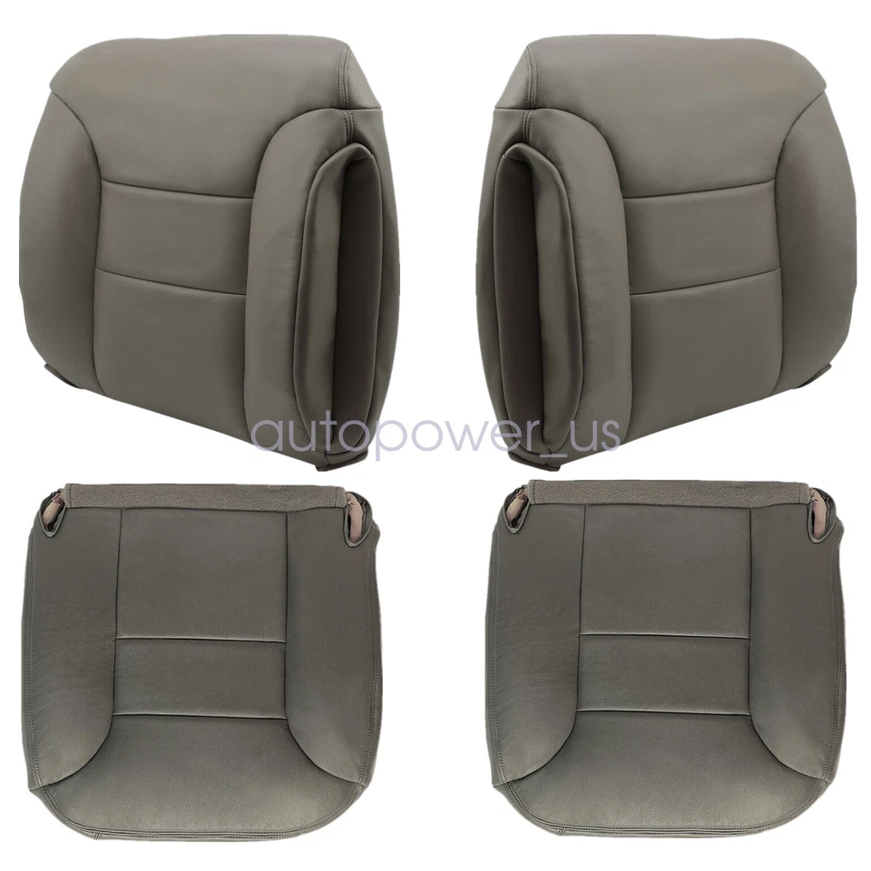 For 95-99 Chevy Tahoe GMC Sierra Yukon Front Bottom Top Leather Seat Cover Gray Foto 3 de 4