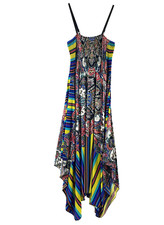 Magnolias Midi Dress Womens Size M Asymmetrical Sundress Festival Boho