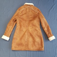 Bellfield B Kendalt Coat Faux Suede Sherpa Style Lining Brown Pockets Uk 10 Sml