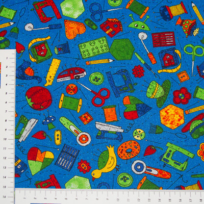 Nähutensilien Serie Sewing von RJR Fabrics - Patchwork Stoff Deko (1120)