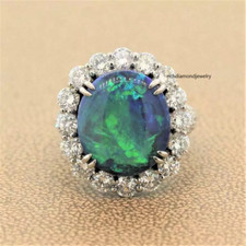 Featuring 10.53CT Australian Opal With Gorgeous White 4.21CT CZ Halo Pretty Ring