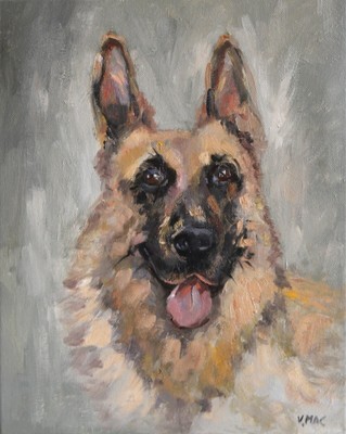 Original Oil Painting dog Puppy German Shepherd signed Animal Portrait Artwork