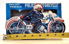 FRICTION POWERED TIN POLICE MOTORCYCLE JAPAN 1960'S